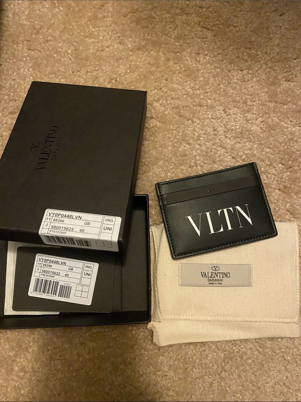 Valentino Garavani Black VLTN Leather Card Case